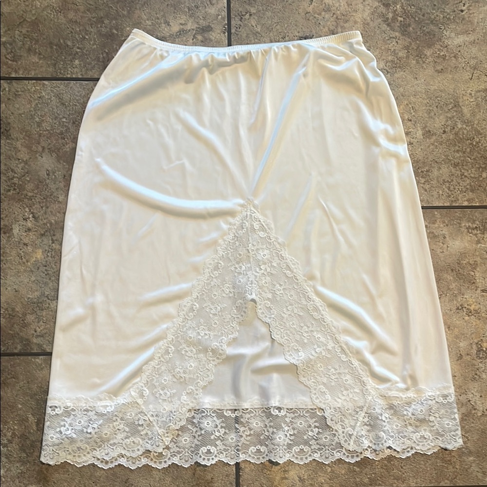 Elegant White Lace Trim Slip